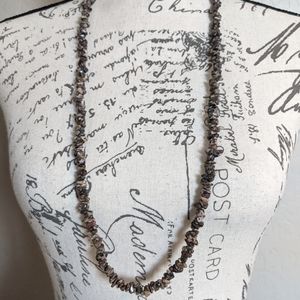 Brown and Tan Polished Jasper Chip Necklace 34" NWOT